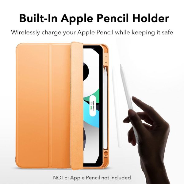 iPad Air 5 2022 /iPad Air 4 2020 Rebound Pencil Case Convenient Pencil Holder & Soft Flexible TPU Back Cover - Papaya - Image 10