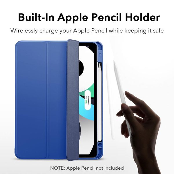 iPad Air 5 2022 /iPad Air 4 2020 Rebound Pencil Case Convenient Pencil Holder & Soft Flexible TPU Back Cover - Navy Blue - Image 8