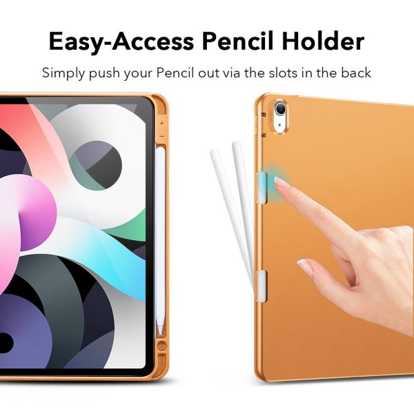 iPad Air 5 2022 /iPad Air 4 2020 Rebound Pencil Case Convenient Pencil Holder & Soft Flexible TPU Back Cover - Papaya - Image 9