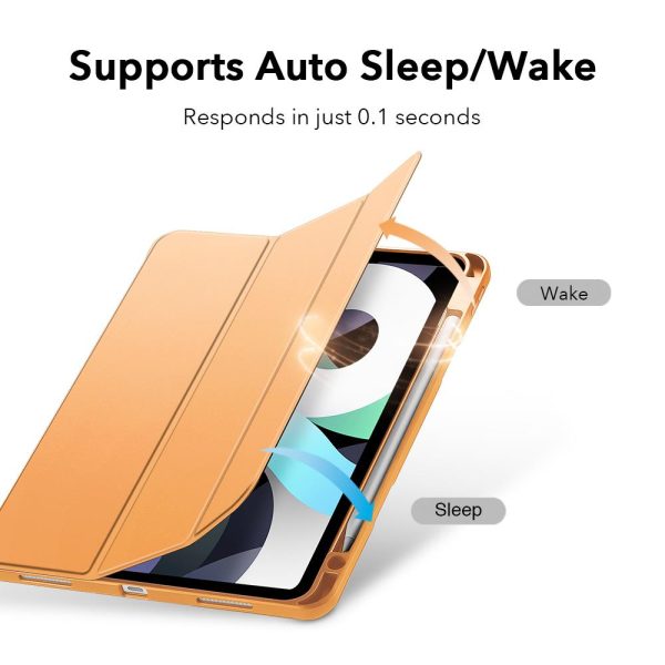 iPad Air 5 2022 /iPad Air 4 2020 Rebound Pencil Case Convenient Pencil Holder & Soft Flexible TPU Back Cover - Papaya - Image 8