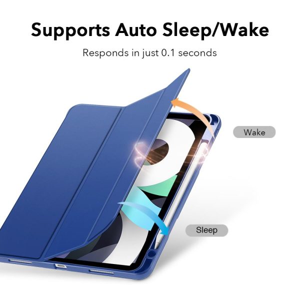 iPad Air 5 2022 /iPad Air 4 2020 Rebound Pencil Case Convenient Pencil Holder & Soft Flexible TPU Back Cover - Navy Blue - Image 7
