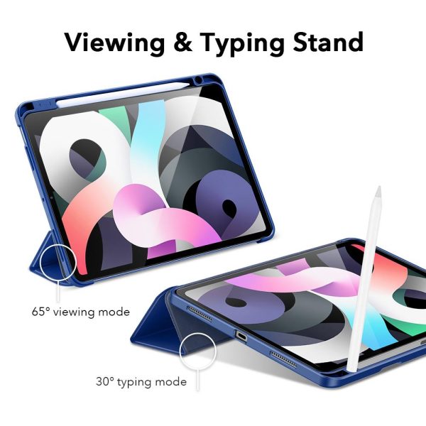 iPad Air 5 2022 /iPad Air 4 2020 Rebound Pencil Case Convenient Pencil Holder & Soft Flexible TPU Back Cover - Navy Blue - Image 6