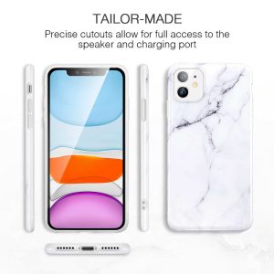 Apple iPhone 11 Pro Max Marble Slim Soft Flexible TPU Case - White - Image 3