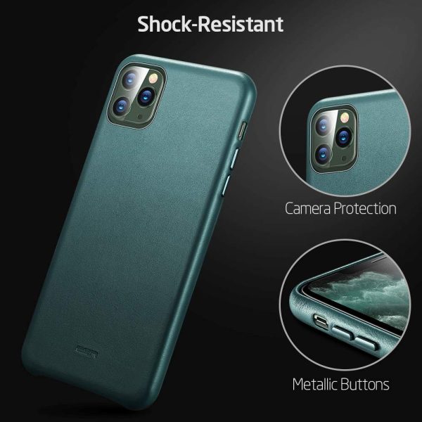 Apple iPhone 11 Pro Max Metro Premium Real Leather Case by ESR - Pine Green - Image 11