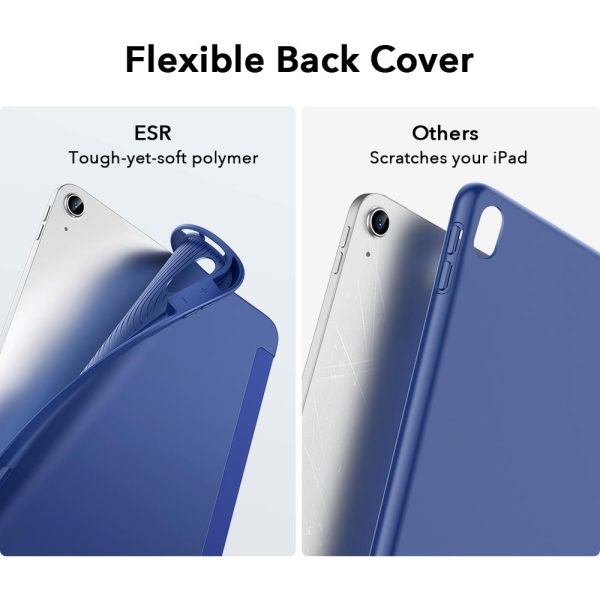 iPad Air 5 2022 /iPad Air 4 2020 Rebound Pencil Case Convenient Pencil Holder & Soft Flexible TPU Back Cover - Navy Blue - Image 5