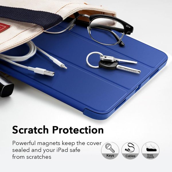 iPad Air 5 2022 /iPad Air 4 2020 Rebound Pencil Case Convenient Pencil Holder & Soft Flexible TPU Back Cover - Navy Blue - Image 3