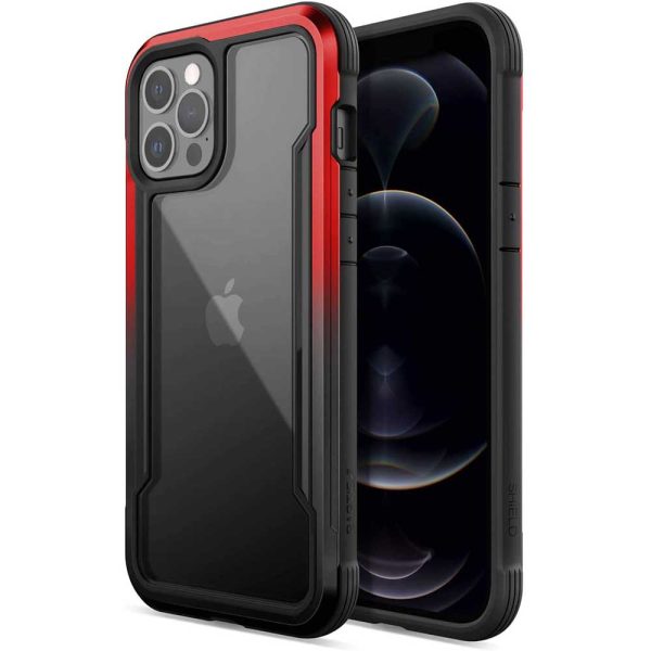 black-red-square-12-pro-max iPhone 12 / iPhone 12 Pro Raptic Shield Shock Absorbing Protection, Durable Aluminum Frame, 10ft Drop Tested - Black Red Gradient - Image 1