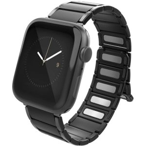Raptic Classic Band made with Real Stainless Steel for Apple Watch Models 6/SE/5/4/3/2/1 44 mm / 42 mm - Black