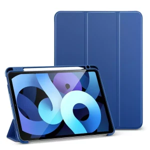 iPad Air 5 2022 /iPad Air 4 2020 Rebound Pencil Case Convenient Pencil Holder & Soft Flexible TPU Back Cover - Navy Blue