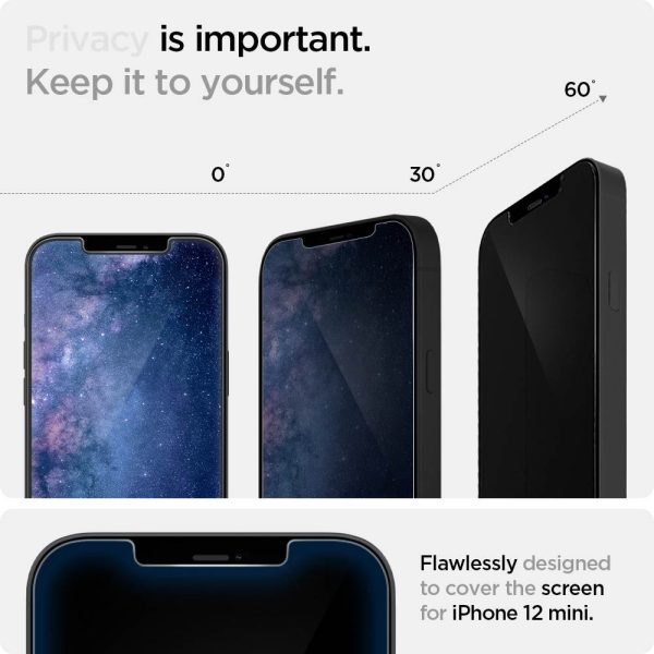 Apple iPhone 12 mini EZ Fit Privacy Screen Protector Case Friendly by Spigen - 2 PACK - AGL01813 - Image 6