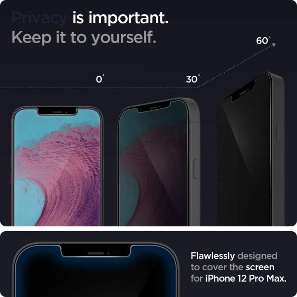 Apple iPhone 12 Pro Max EZ Fit Privacy Screen Protector Case Friendly by Spigen - 2 PACK - AGL01793 - Image 3