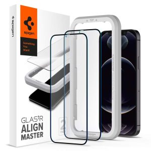 Apple iPhone 12 / iPhone 12 Pro Align Master Screen Protector Case Friendly by Spigen - HD Black - 2 PACK - AGL01802
