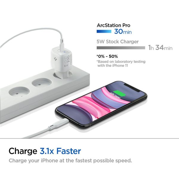 id_pe2009_01 20W iPhone 13 / iPhone 12 GaN Charger ArcStation Pro by PowerArc Spigen - White - Image 4