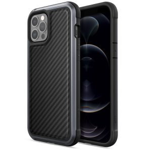iPhone 12 / iPhone 12 Pro Raptic Lux Strong Durable Thin Cover, Impact Resistant Rubber, Wireless Charging Compatible - Black Carbon Fiber