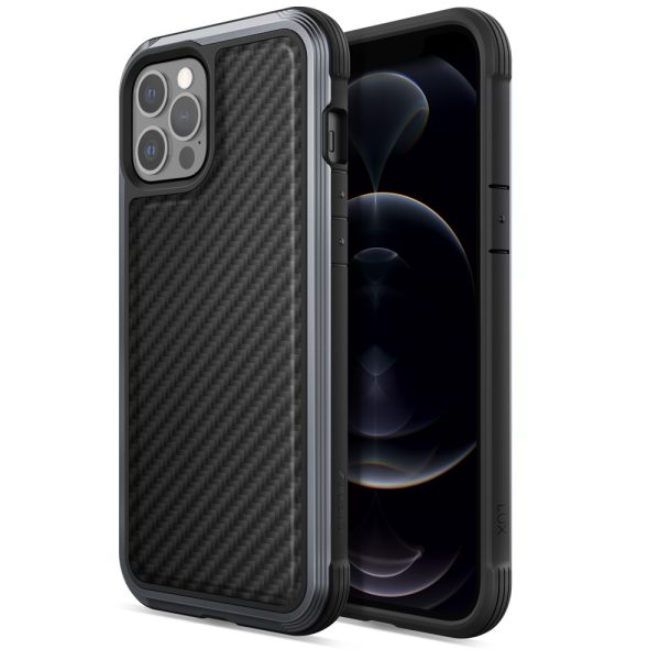 iPhone 12 / iPhone 12 Pro Raptic Lux Strong Durable Thin Cover, Impact Resistant Rubber, Wireless Charging Compatible - Black Carbon Fiber - Image 1