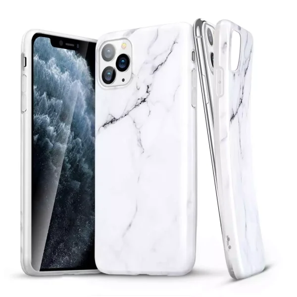 Apple iPhone 11 Pro Marble Slim Soft Flexible TPU Case - White - Image 1