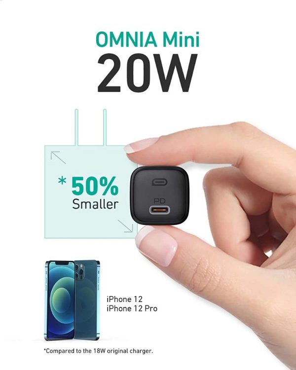 Aukey TK-2 iPhone 12 Bundle, Omnia Mini 20W USB C Charger, 10000mAh Power Bank with 18W PD and Impulse MFi Braided Nylon USB C to Lightning Cable - Black - Image 3