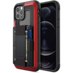 iPhone 12 / iPhone 12 Pro Raptic Shield Wallet Case Drop Protective iPhone Case + Removable Minimalist Metal RFID Blocking Credit Card Holder with Cash Strap - Red