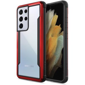 Galaxy S21 Ultra Raptic Shield Shock Absorbing Protection, Durable Aluminum Frame, 10ft Drop Tested - Red