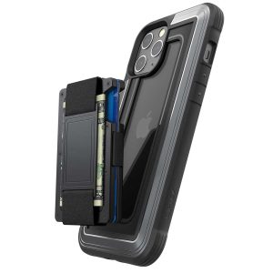iPhone 12 Pro Max Raptic Shield Wallet Case Drop Protective iPhone Case + Removable Minimalist Metal RFID Blocking Credit Card Holder with Cash Strap - Black - Image 2