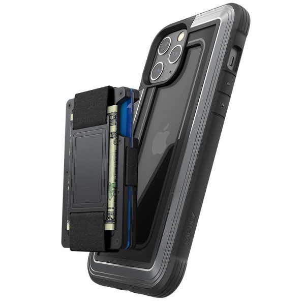 iPhone 12 / iPhone 12 Pro Raptic Shield Wallet Case Drop Protective iPhone Case + Removable Minimalist Metal RFID Blocking Credit Card Holder with Cash Strap - Black - Image 2