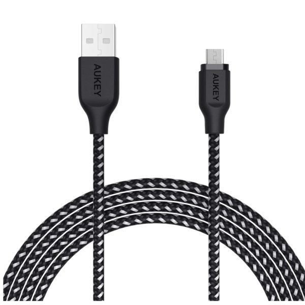 ssdd.zone-1564993298-AUKEY-CB-AM2-2_1024x Aukey Braided Nylon Micro USB Cable 6.6ft - CB-AM2 Black - Image 1