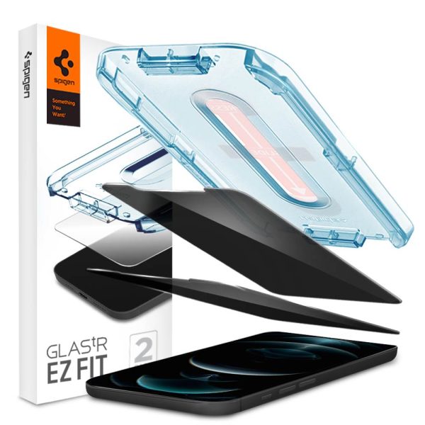 Apple iPhone 12 / iPhone 12 Pro EZ Fit Privacy Screen Protector Case Friendly by Spigen - 2 PACK - AGL01803 - Image 1