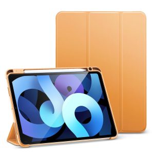 iPad Air 5 2022 /iPad Air 4 2020 Rebound Pencil Case Convenient Pencil Holder & Soft Flexible TPU Back Cover - Papaya