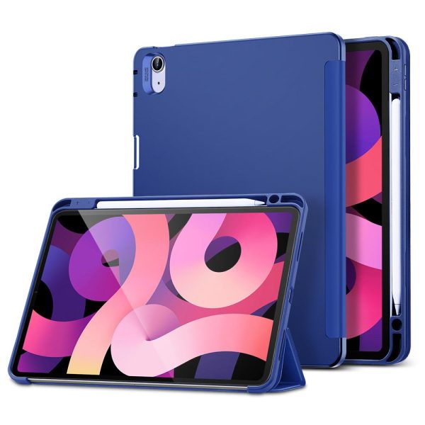 iPad Air 5 2022 /iPad Air 4 2020 Rebound Pencil Case Convenient Pencil Holder & Soft Flexible TPU Back Cover - Navy Blue - Image 2