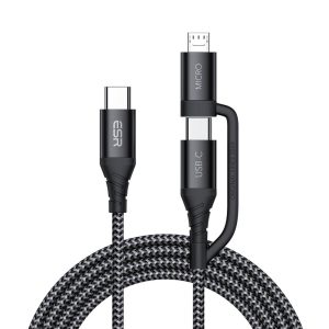 Type C to Type C + Micro USB Fast Charging Cable Nylon Braided by ESR - Black