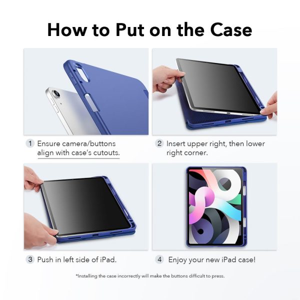 iPad Air 5 2022 /iPad Air 4 2020 Rebound Pencil Case Convenient Pencil Holder & Soft Flexible TPU Back Cover - Navy Blue - Image 10