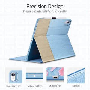 iPad Air 5 2022 /iPad Air 4 2020 Urban Premium Folio Case Book Cover Design, Multi-Angle Stand - Sky - Image 7