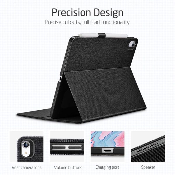 iPad Air 5 2022 /iPad Air 4 2020 Urban Premium Folio Case Book Cover Design, Multi-Angle Stand - Black - Image 6