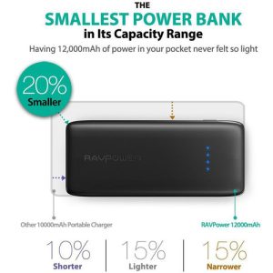 RAVPower Ace Series 12000mAh Quick Charge Power Bank - Black - RP-PB065 - Image 5