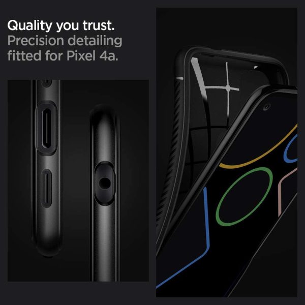 Google Pixel 4a Rugged Armor by Spigen ACS01015 - Matte Black - Image 4