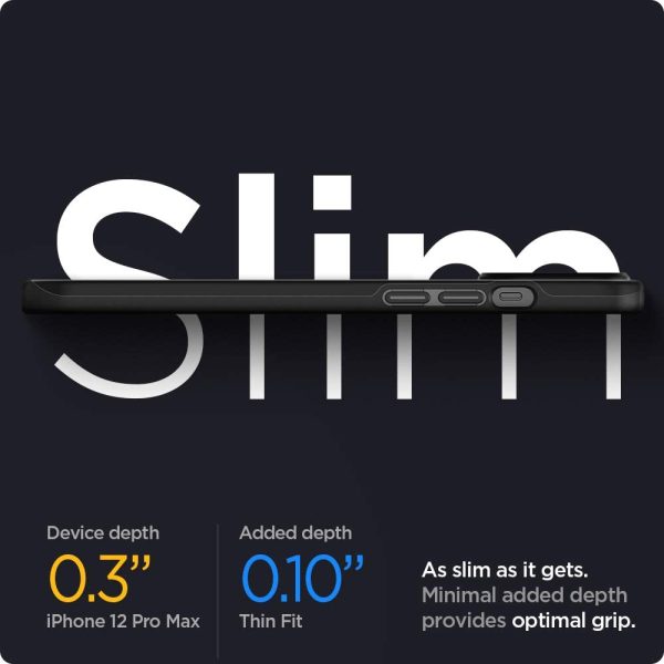 Apple iPhone 12 Pro Max Thin Fit Case by Spigen - ACS01612 - Matte Black - Image 3