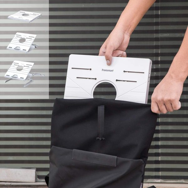 Tronsmart D07 Foldable Adjustable Laptop Riser with Phone Holders, Compatible with 10 to 17-in Laptops, Tablets - White - Image 7