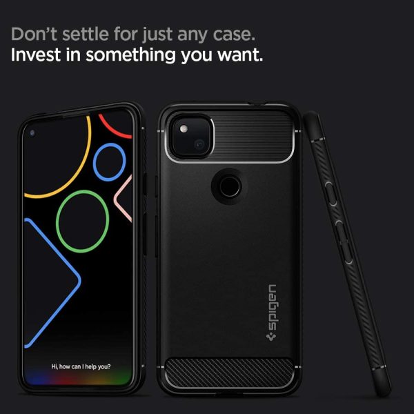 Google Pixel 4a Rugged Armor by Spigen ACS01015 - Matte Black - Image 2