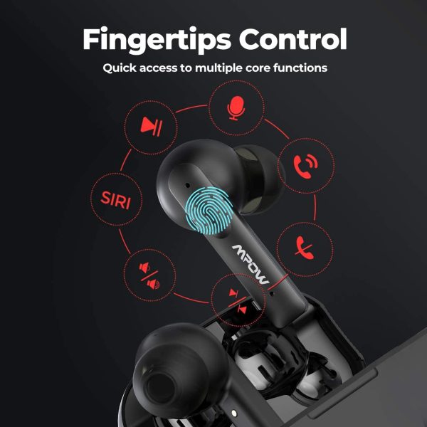 61Djs303gQL._AC_SL1280_ MPOW X3 V2.0 ANC Bluetooth Earphones w/4 Mics Noise Cancelling, Stereo Earbuds w/Deep Bass, 30Hrs ANC Earbuds w/USB-C Charge, Smart Touch Control, IPX8 Waterproof - Black - Image 4