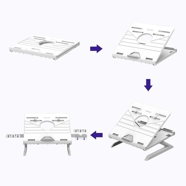 Tronsmart D07 Foldable Adjustable Laptop Riser with Phone Holders, Compatible with 10 to 17-in Laptops, Tablets - White - Image 3
