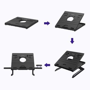 Tronsmart D07 Foldable Adjustable Laptop Riser with Phone Holders, Compatible with 10 to 17-in Laptops, Tablets - Black - Image 6