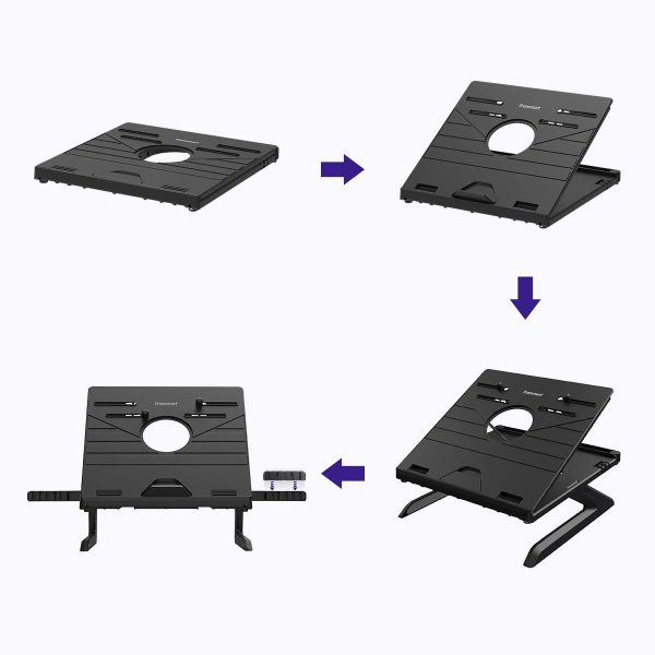 61cta-mhyYL._AC_SL1200_ Tronsmart D07 Foldable Adjustable Laptop Riser with Phone Holders, Compatible with 10 to 17-in Laptops, Tablets - Black - Image 6