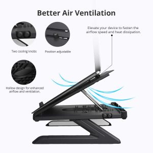 Tronsmart D07 Foldable Adjustable Laptop Riser with Phone Holders, Compatible with 10 to 17-in Laptops, Tablets - Black - Image 7