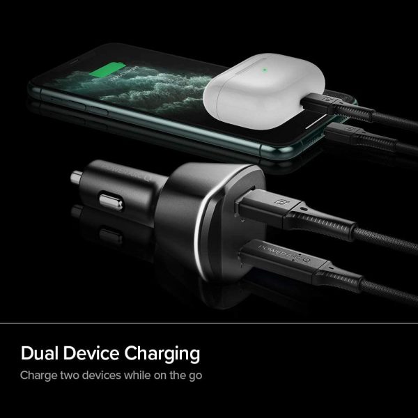 iPhone 12 30W ArcStation 2 Port Car Charger USB C & USB A, Power Delivery - Black - Image 2