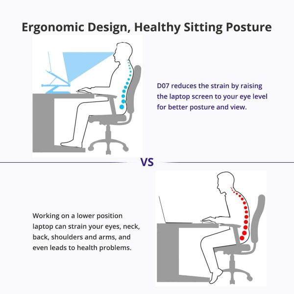Tronsmart D07 Foldable Adjustable Laptop Riser with Phone Holders, Compatible with 10 to 17-in Laptops, Tablets - White - Image 4