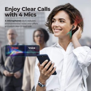 MPOW X3 V2.0 ANC Bluetooth Earphones w/4 Mics Noise Cancelling, Stereo Earbuds w/Deep Bass, 30Hrs ANC Earbuds w/USB-C Charge, Smart Touch Control, IPX8 Waterproof - Black - Image 8
