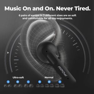 MPOW X3 V2.0 ANC Bluetooth Earphones w/4 Mics Noise Cancelling, Stereo Earbuds w/Deep Bass, 30Hrs ANC Earbuds w/USB-C Charge, Smart Touch Control, IPX8 Waterproof - Black - Image 2