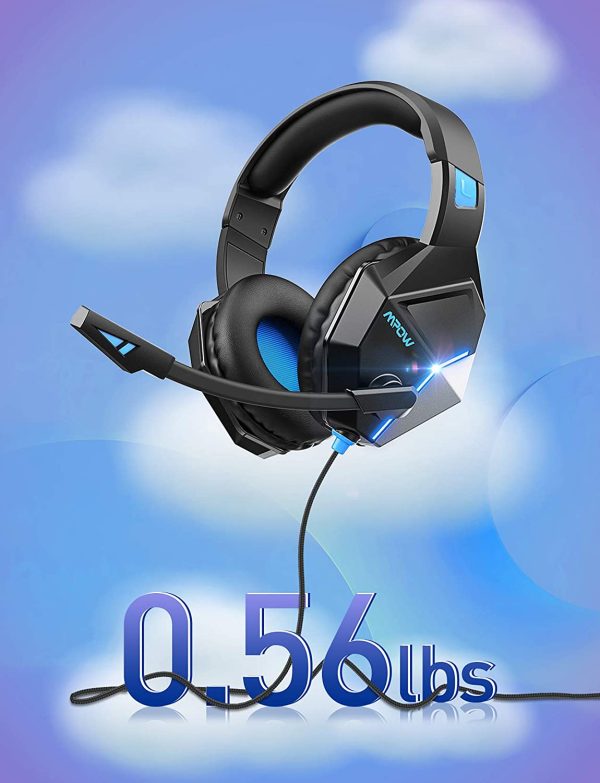 Mpow EG10 Gaming Headset for PS5, PS4, PC, Xbox One,Switch - 7.1 Surround Sound Headset with Microphone,Noise Cancelling,LED Light,Soft Earmuffs,Gaming Headphone with Microphone - Blue - Image 4