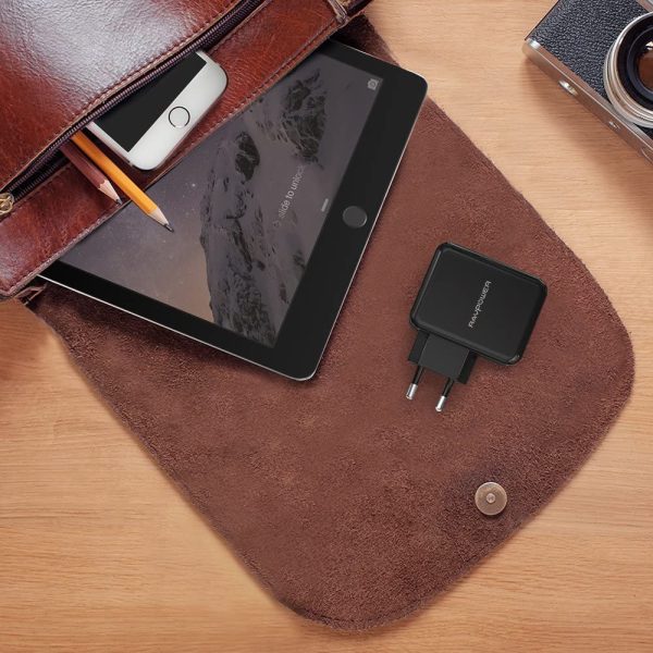 24W Wall Charger upto 2.4A Output by RAVPower Fast USB Charger Adapter  - Black - RP-PC001 - EU Plug - Image 2