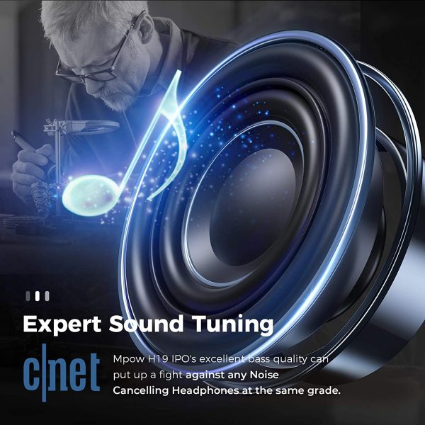 71OOet3ZwjL._AC_SL1500_ MPOW H19 IPO Active Noise Cancelling Wireless Over Ear Headphones with Deep BASS - Black - Image 3